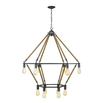 Brown and Black Twelve Light Metal Dimmable Chandelier