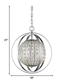Olivia 1-Light Polished Nickel Crystal Globe Pendant