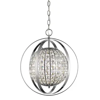 Olivia 1-Light Polished Nickel Crystal Globe Pendant