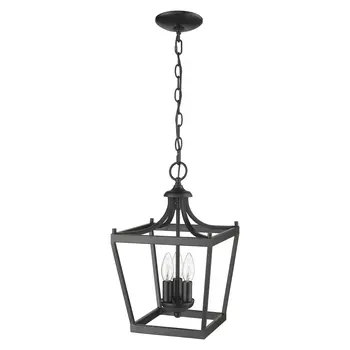Vintage Black Metal Tapered Hanging Light
