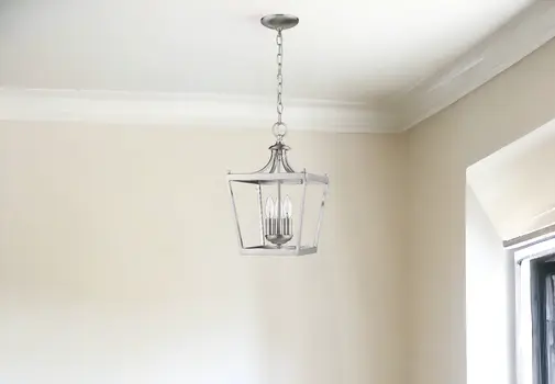 Vintage Silver Metal Tapered Hanging Light