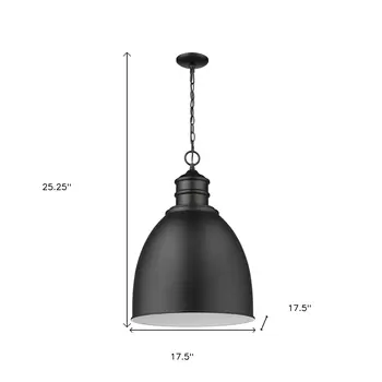 Colby 1-Light Matte Black Pendant With Gloss White Interior Shade
