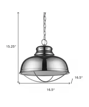 Ansen 1-Light Polished Nickel Pendant With Gloss White Interior Shade