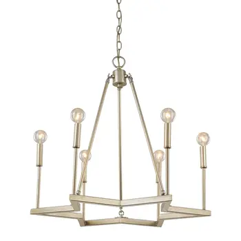 Gold Candle Style Six Light Metal Dimmable Chandelier