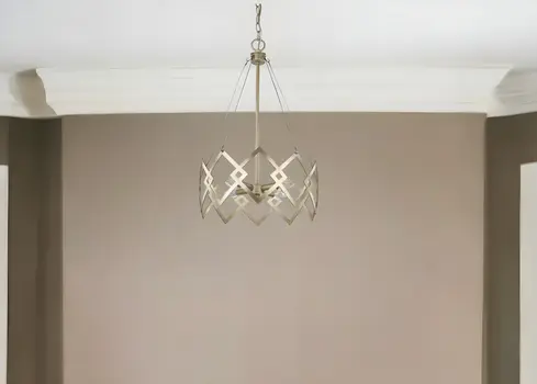 Nora 4-Light Washed Gold Drum Pendant With Abstract Open-Air Cage Shade