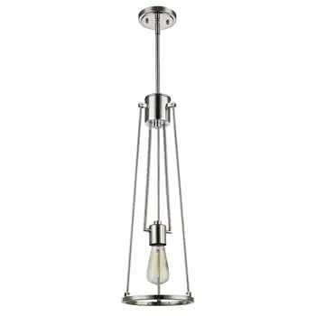 Jade 1-Light Polished Nickel Pendant With Vertical Structural Frames