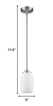 Silver Hanging Light with Frosted Glass Shade