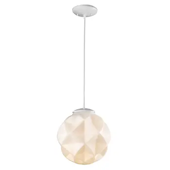 Nova 1-Light White Mini Pendant With Geometric Globe Shade