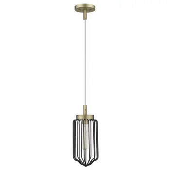 Gold and Black Metal Cage Pendant Hanging Light