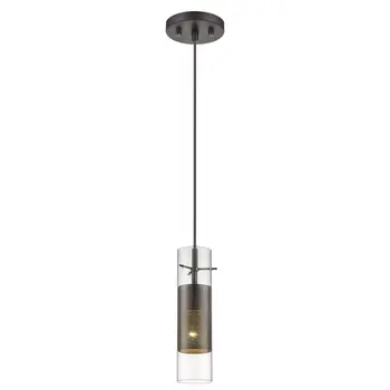 Glass and Bronze Mesh Shade Hanging Light
