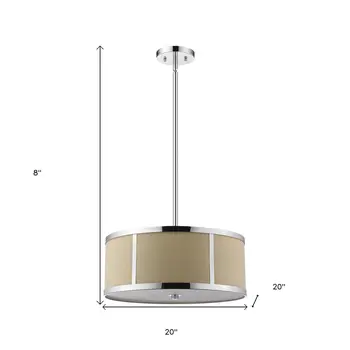 Butler 3-Light Polished Chrome Pendant With Coarse Cream Linen Shade And Opal Acrylic Diffuser