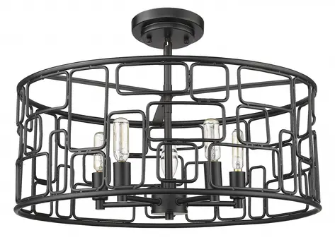 Amoret 5-Light Matte Black Convertible Pendant