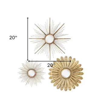 20" Gold Sunburst Framed Accent Mirror