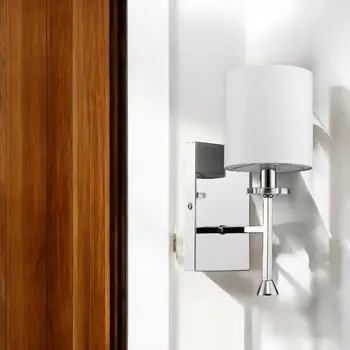 Minimalist Silver Wall Sconce with Fabric Shade