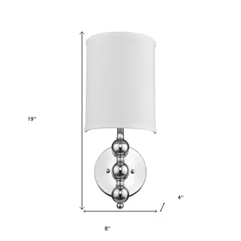 Silver Chrome Wall Light with Linen Fabric Shade