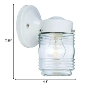 White Standard Jelly Jar One Light Outdoor Wall Light