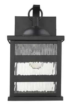 Glass panel Matte Black Outdoor Hanging Light