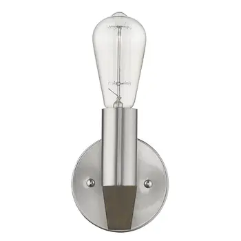 Silver Metal and Wood Wall Sconce