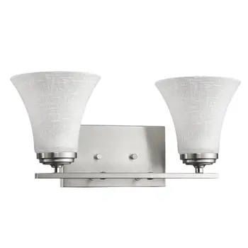 Two Light Silver Wall Light with Tapered Glass Shade