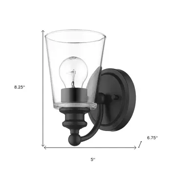 One Light Matte Black Glass Shade Wall Sconce