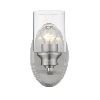 One Light Silver Wall Light with Clear Glass Shade