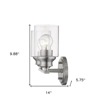 Two Light Silver Wall Light with Clear Glass Shade