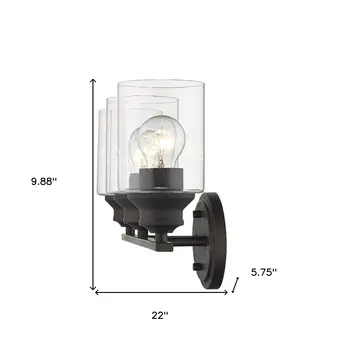 Three Light Bronze Wall Light with Clear Glass Shade