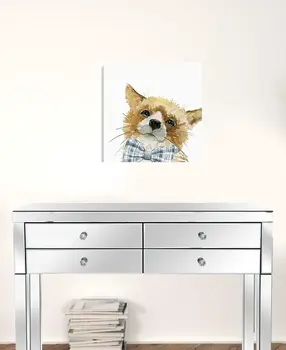 20" x 20" Watercolor Cutie Bow Tie Fox Canvas Wall Art