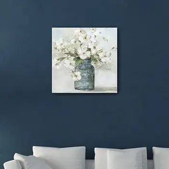 30" x 30" Watercolor Soft Pastel Dogwood Bouquet Canvas Wall Art