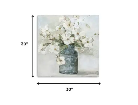 30" x 30" Watercolor Soft Pastel Dogwood Bouquet Canvas Wall Art