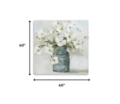 40" x 40" Watercolor Soft Pastel Dogwood Bouquet Canvas Wall Art