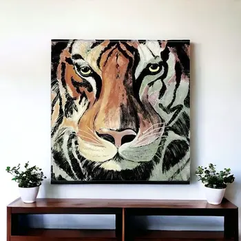 Staring Tiger Portrait Unframed Print Wall Art