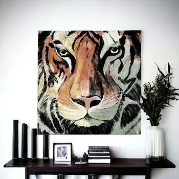 Staring Tiger Portrait Unframed Print Wall Art