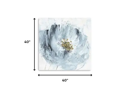 40" x 40" Watercolor Abstract Gray Blue Flower Canvas Wall Art