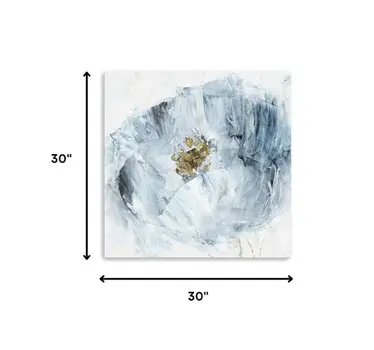 30" x 30" Watercolor Abstract Gray Blue Flower II Canvas Wall Art