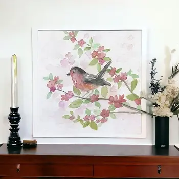 Flower And Bird Unframed Print Wall Art