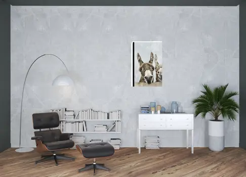 Cute Donkeys Canvas Unframed Print Wall Art