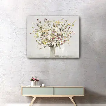 Large Colorful Wildflowers in a Vase Canvas Wall Art