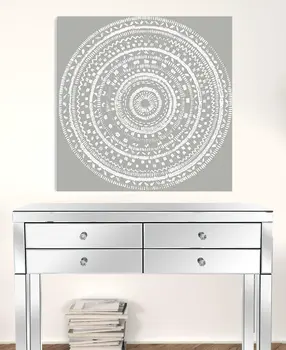 Boho White Mandala Unframed Print Wall Art