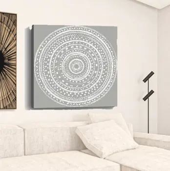 Boho White Mandala Unframed Print Wall Art