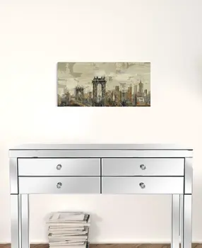 Vintage Inspired Nyc City Skyline Unframed Print Wall Art