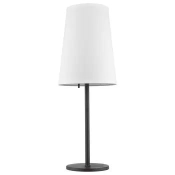 27" Black Metal Table Lamp With White Cone Shade