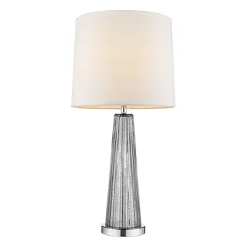 29" Silver Glass Buffet Lamp With Off White Empire Shade