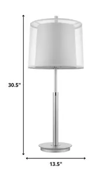 31" Silver Metal Table Lamp With White Empire Shade