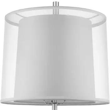 31" Silver Metal Table Lamp With White Empire Shade