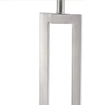 30" Silver Metal Table Lamp With White Rectangular Shade