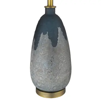 30" Teal Blue Concrete Table Lamp With Cream Empire Shade