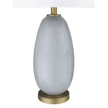 29" Light Gray Glass Table Lamp With White Drum Shade
