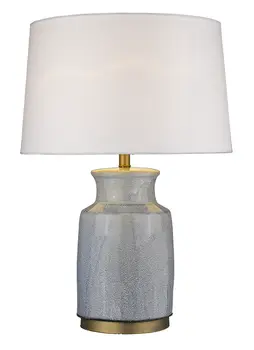 27" Gray Ceramic Table Lamp With White Empire Shade
