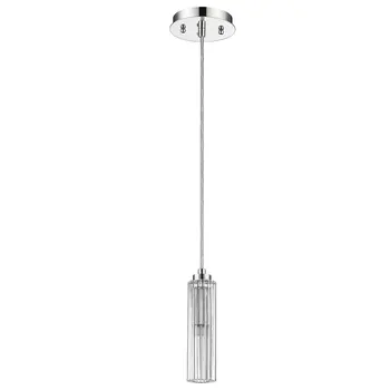 Solo 1-Light Polished Chrome Pendant With Multi-Faceted Round Crystal Shade